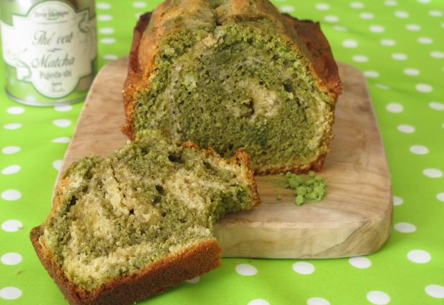 Cake marbré au thé matcha et à la vanille