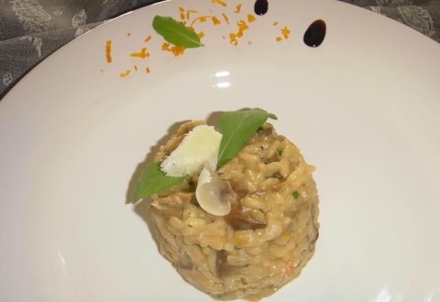 Risotto aux cèpes, orange et sauge