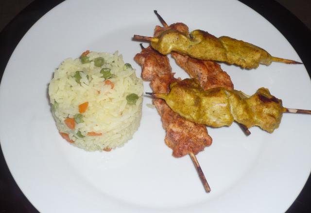 Brochette indienne riz aux légumes