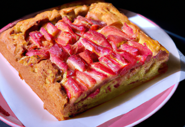 Cake sans beurre à la rhubarbe et à la fraise