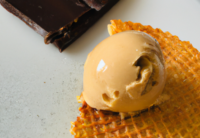 Le glacé miel de tilleul de Picardie et sa tuile de chocolat