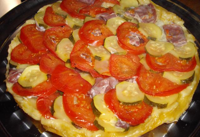 Tarte tatin tomate, courgette et coppa