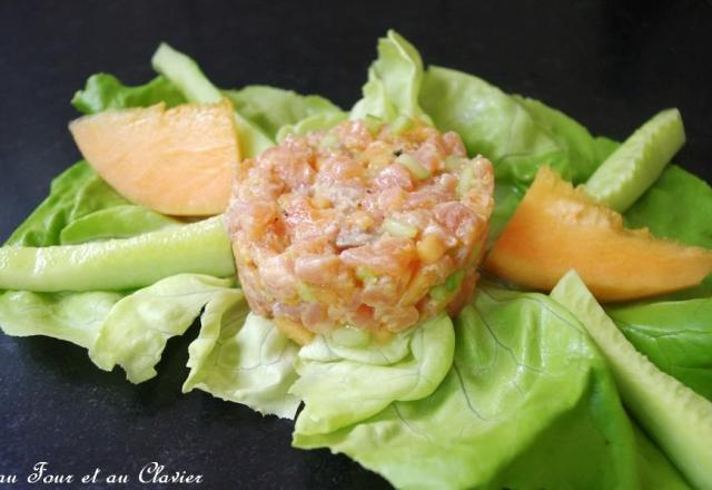 Tartare aux 2 saumons, melon, concombre et gingembre