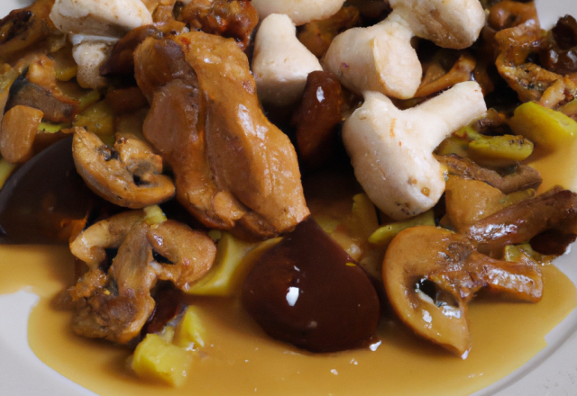 Chapon aux marrons et girolles