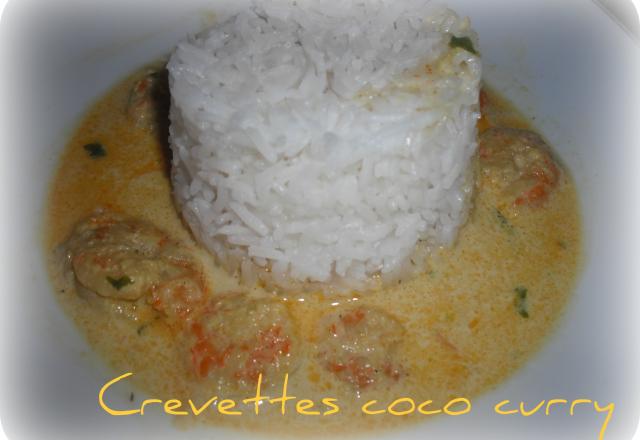 Crevettes coco curry maison