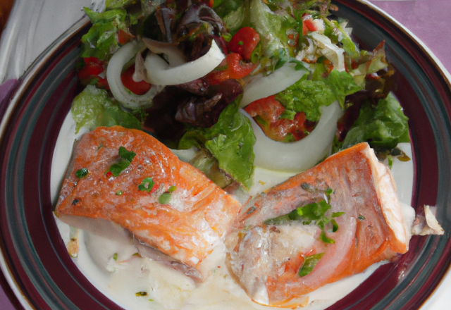 Saumon de Norvège et filet de cabillaud mariné avec sa salade fraicheur