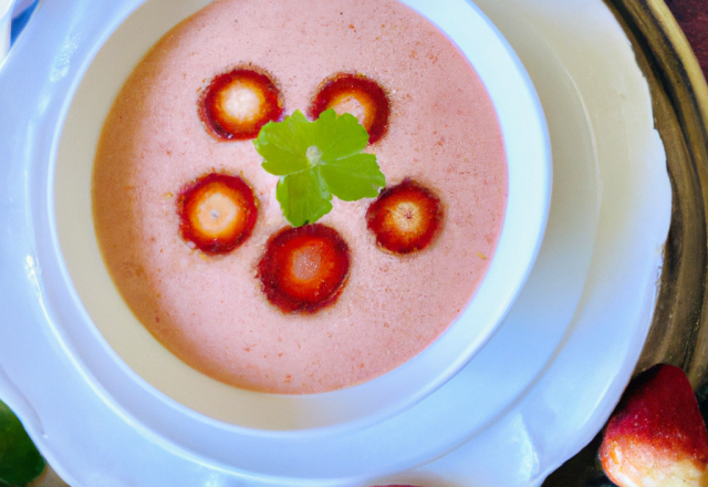 Soupe au fraises au vin mousseux rosé