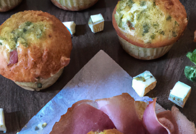 Muffins jambon, feta et pesto