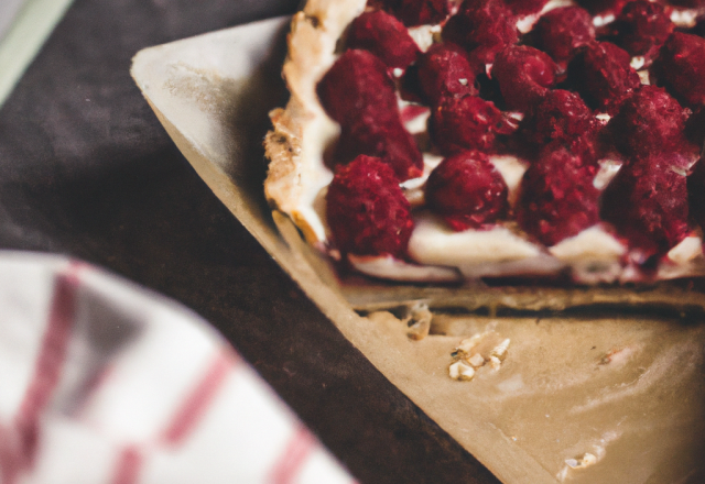 Tarte aux framboises et chocolat blanc