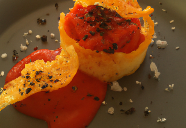 Sorbet au poivron rouge et tuiles au parmesan