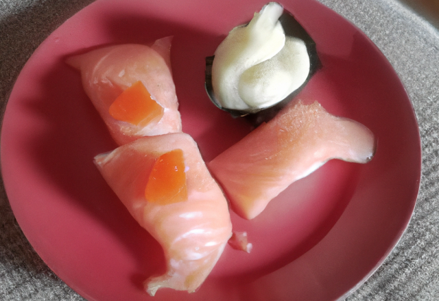 Nigiri de Sushi saumon et daurade au mascarpone