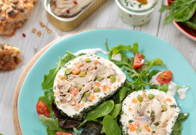 La terrine de maquereau, petits légumes et fromage frais