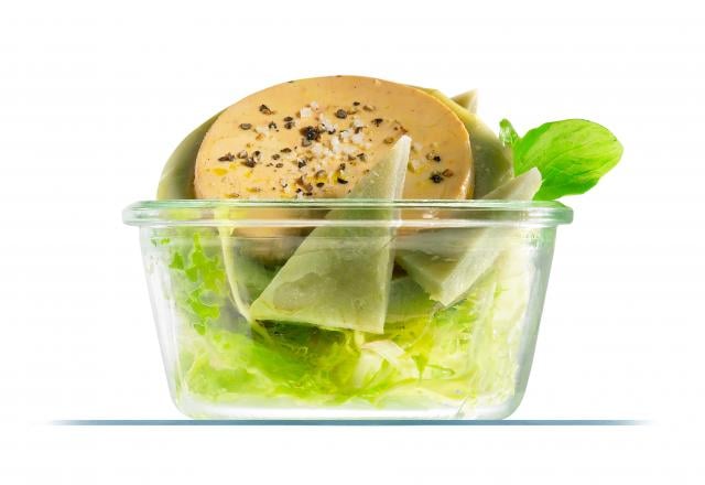 Verrine de foie gras et artichaut en salade