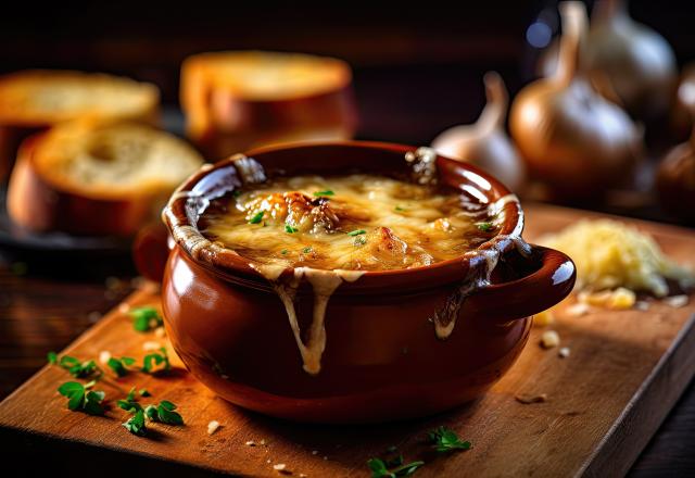 “Je mets beaucoup de fromage” : Philippe Etchebest vous montre comme faire une irrésistible soupe à l’oignon, bien gratinée