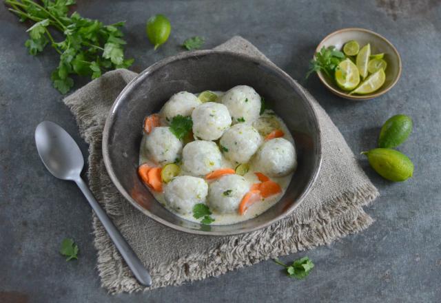 Boulettes de cabillaud au lait de coco et citron vert