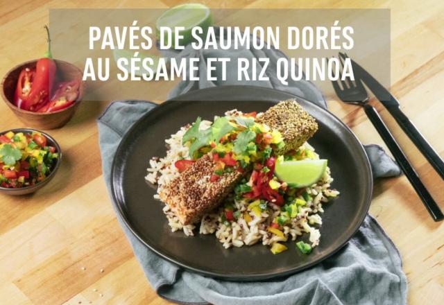 Pavés de saumon dorés au sésame et riz quinoa