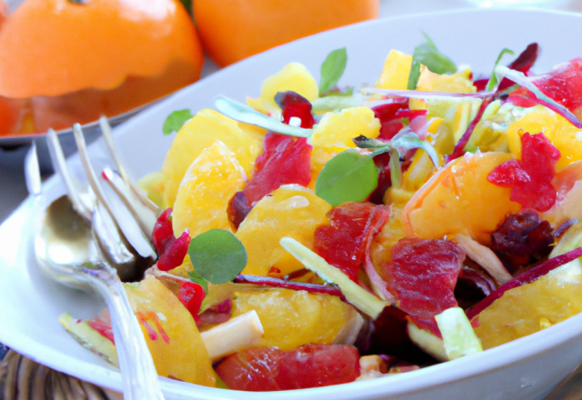 Salade de lotte à l'orange et aux fruits rouges