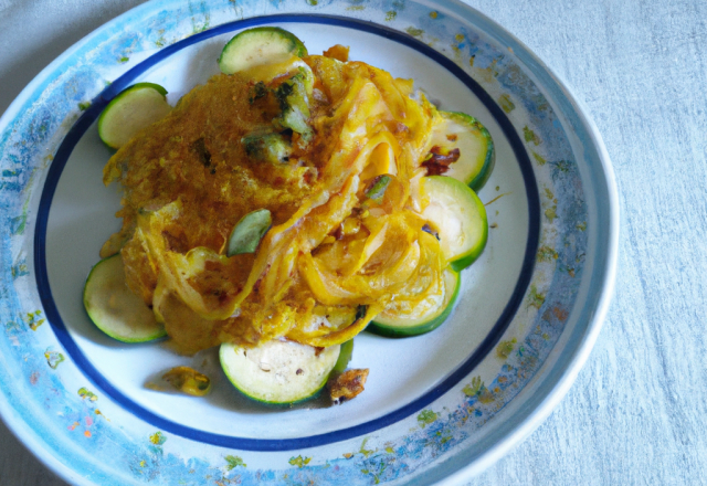 Spaghettis de courgettes aux épices et cajou