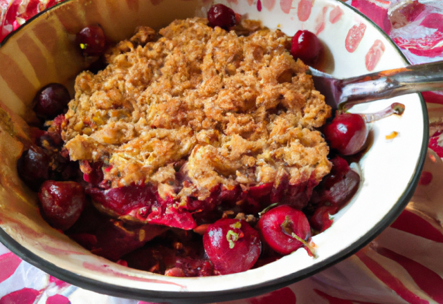 Crumble aux cerises et au miel