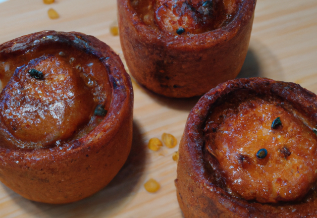 Petits moelleux épicés au cœur fondant de confit d'oignons et de foie gras