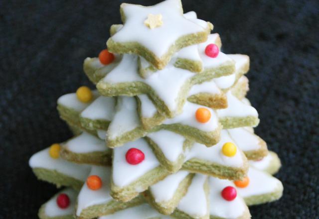 Sapin de Noël à croquer en sablés au thé matcha