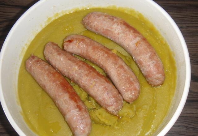 Purée de pois cassés - saucisses