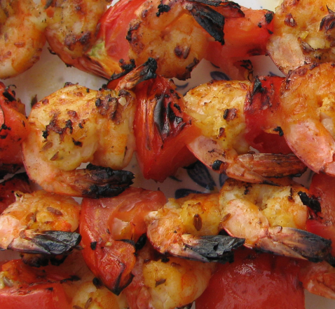 Brochettes de crevettes bouquet au curry