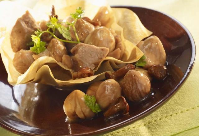 Croustillant de veau et ses marrons aux girolles