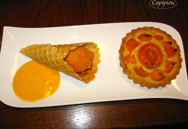 Tarte moelleuse aux abricots et son sorbet