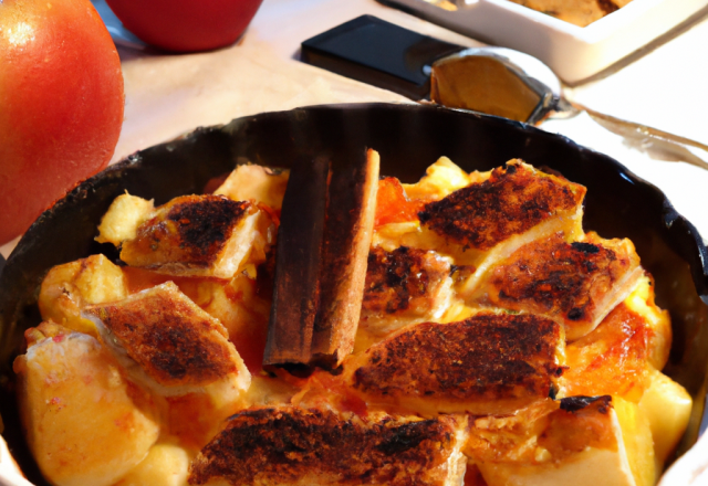 Pommes flambées au Calvados et son crumble de pain d'épice