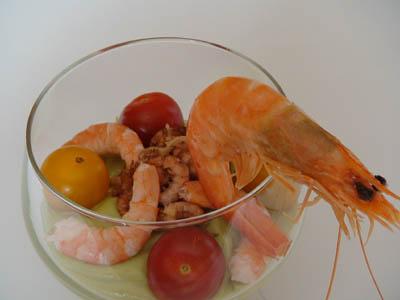 Mousse d'avocat aux crevettes