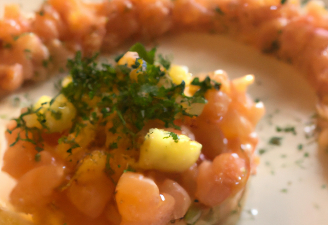 Tartare de saumon et crevettes