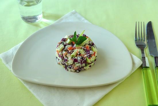 Tartare bâtonnets Saveur Coraya, pomme, chèvre et choux rouge