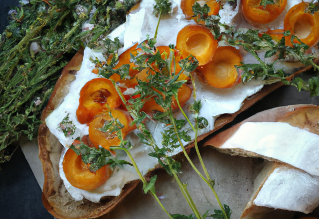 Pain aux abricots secs, thym et chèvre