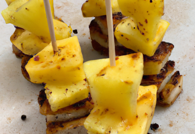 Brochettes d'ananas et pain d'épices