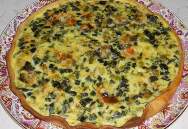 Tarte croustillante tout Roquefortaux poireaux sauvages