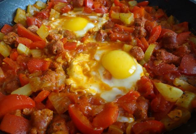 Chakchouka aux poivrons et merguez