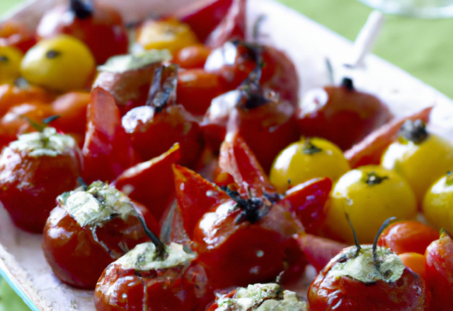 Tomates cerises farcies variées pour apéritif léger