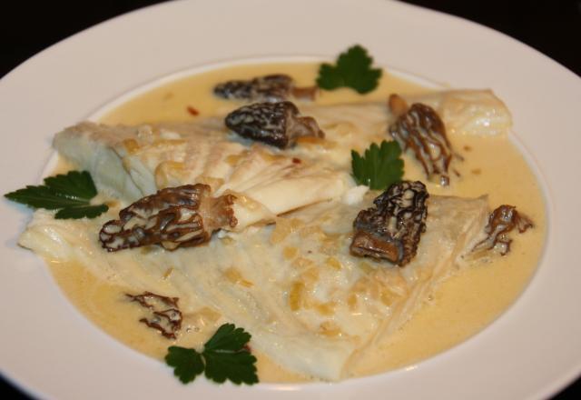 Turbot poché aux morilles