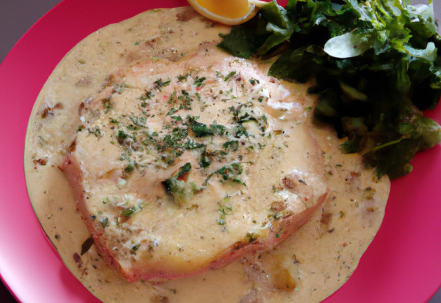 Saumon poêlé à la crème de Champerloises