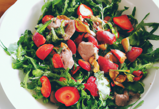 Salade roquette veau fraise