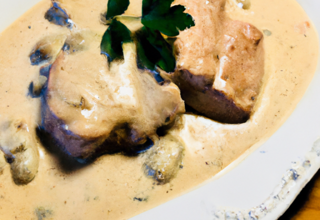 Filet de veau au lard à la crème de maroilles