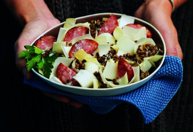 Salade de perles tiède à la saucisse de Morteau