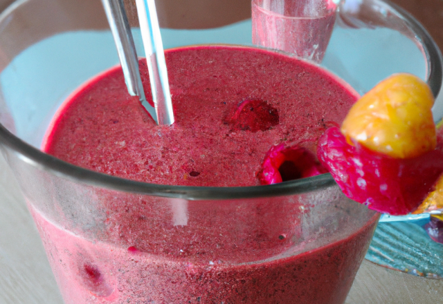 Smoothie framboises et fruits exotiques