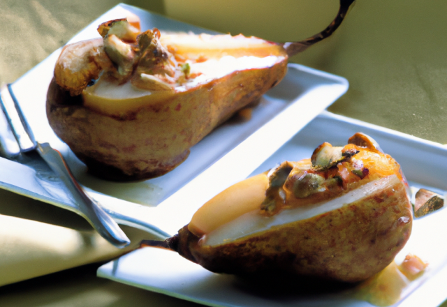 Poires farcies aux noix et aux amandes