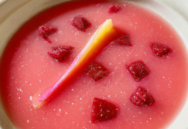 Soupe de framboises à la rhubarbe