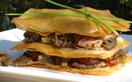 Feuilleté croustillant de chanterelles aux tomates séchées