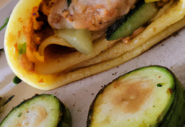 Crêpe farcie au poulet et courgette