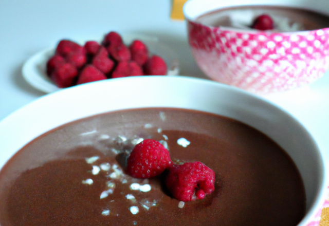 Soupe froide au chocolat et framboises