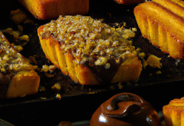 Financiers au praliné, gavotte au chocolat et noisette